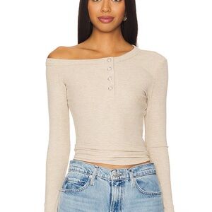 Harley Top Beige Off-Shoulder Long Sleeve